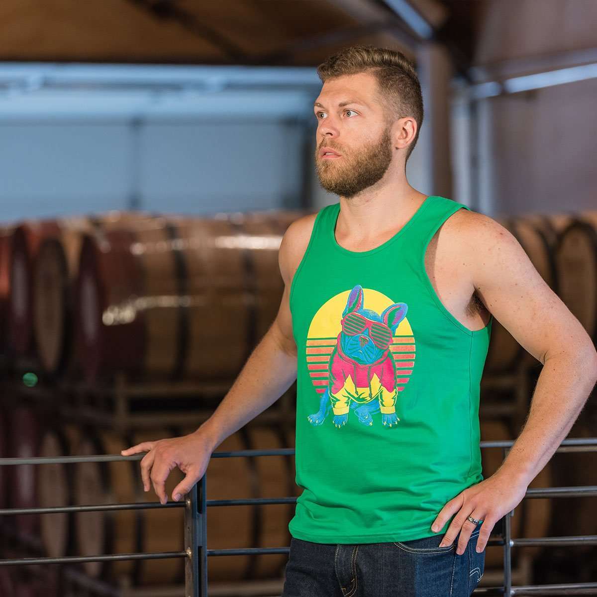 Frenchie Sunset Men's Tank - Barrel Dogs