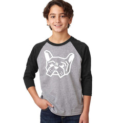Frenchie Head Youth 3/4 Unisex - Barrel Dogs